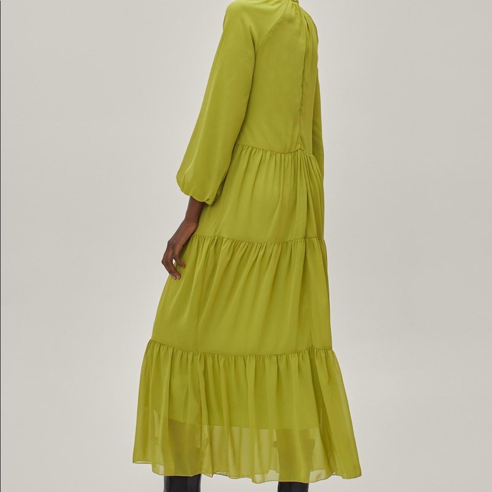 Green high neck maxi dress